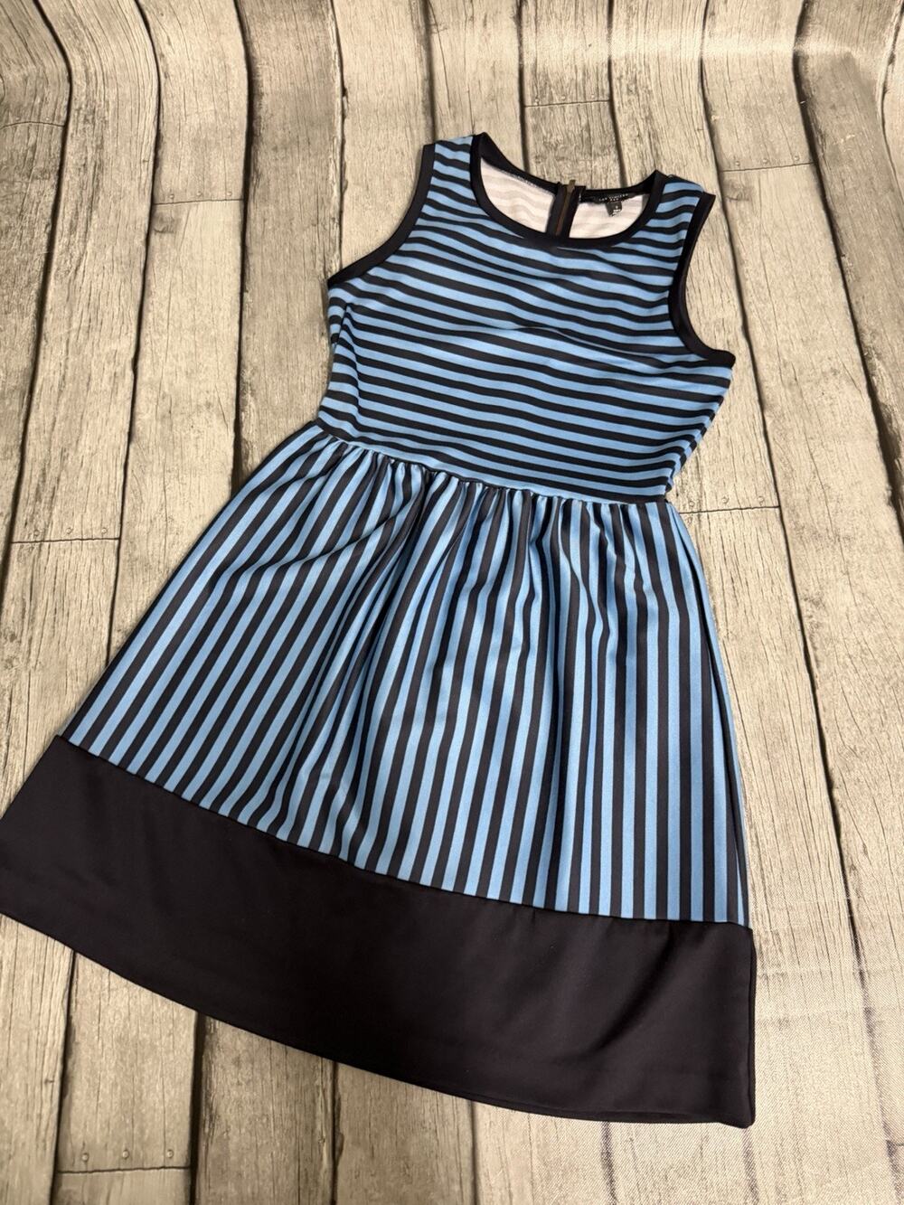 Women’s The Limited Striped Sleeveless Dress Fit & Flare Small Lt Blue/ Navy